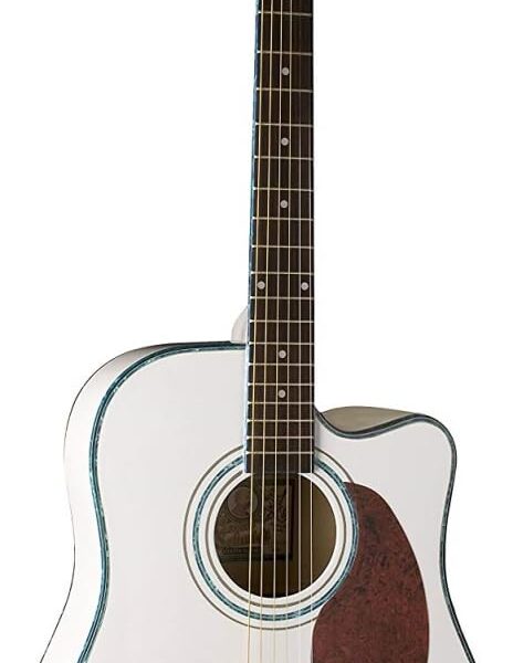 Oscar Schmidt Guitarra eléctrica acústica OG2CE Dreadnought de 6 cuerdas. Blanco (OG2CEWH-A)