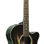 Oscar Schmidt 6 cuerdas OG10CE guitarra electroacústica con recorte. Gráfico de la bandera de EE. UU. (OG10CEFLAG-A)