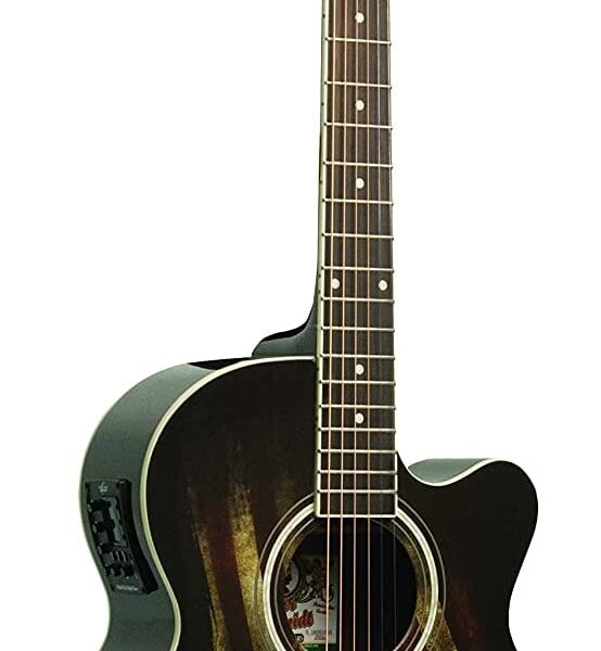 Oscar Schmidt 6 cuerdas OG10CE guitarra electroacústica con recorte. Gráfico de la bandera de EE. UU. (OG10CEFLAG-A)