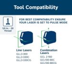 BOSCH LR8 Receptor láser de línea de haz rojo y verde de 165 pies, incluye soporte de montaje, 2 pilas AA y bolsa para c