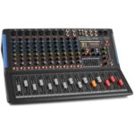 PYLE - Mezclador de audio para estudio Bluetooth de 12 canales - Interfaz controladora de sonido DJ con unidad USB para