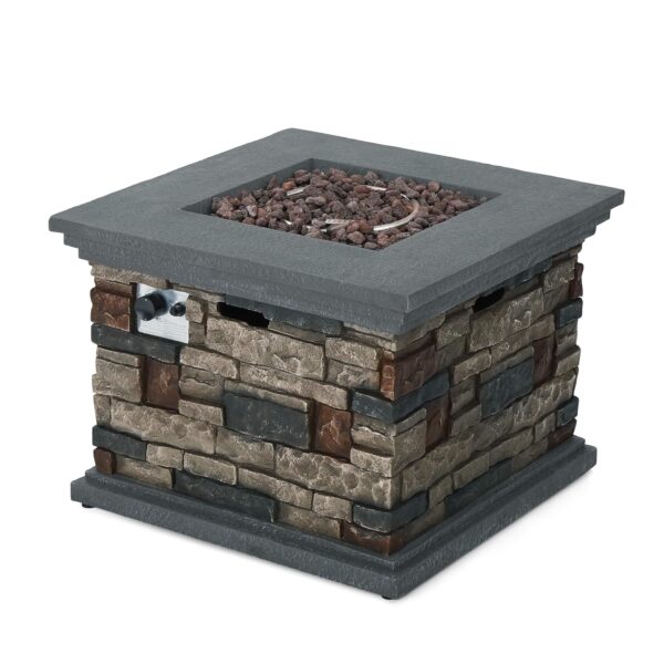 Fogata Cuadrada Christopher Knight Home Chesney 296587 Óxido de Magnesio Acabado de Piedra 32x32x24 pulgadas