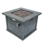 Fogata para Exteriores Christopher Knight Home Ellington 302825 Cuadrada Gris con Patrón de Madera