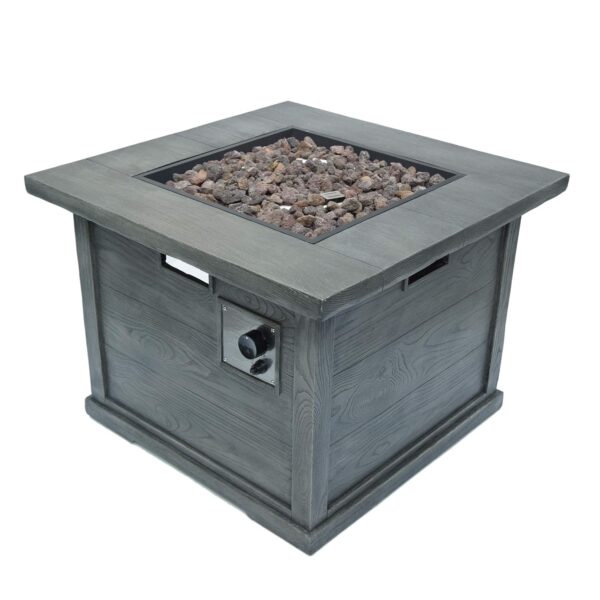 Fogata para Exteriores Christopher Knight Home Ellington 302825 Cuadrada Gris con Patrón de Madera