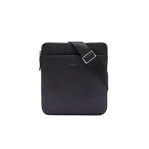 Bolso Lacoste Chantaco NH2815CE de piel piqué mate color negro con cremallera plana para hombre