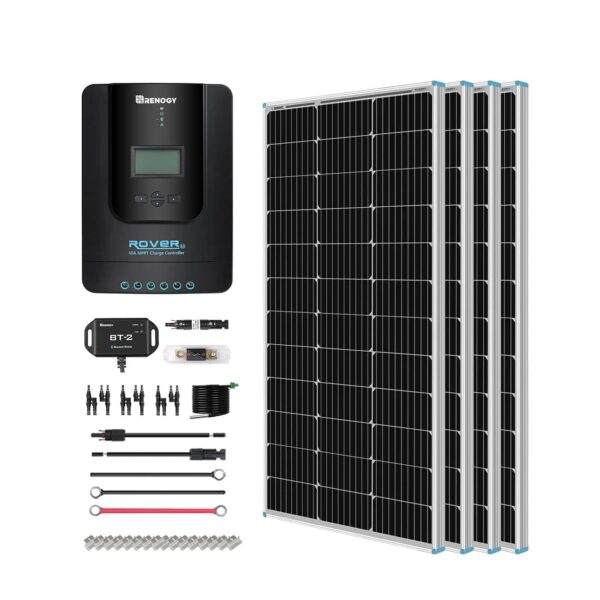 Kit de Panel Solar Renogy 400 Watt 12 Volt Monocristalino con Controlador de Carga MPPT 40A y Módulo Bluetooth