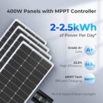 Kit de Panel Solar Renogy 400 Watt 12 Volt Monocristalino con Controlador de Carga MPPT 40A y Módulo Bluetooth