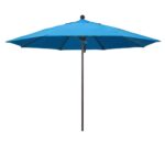 Sombrilla de Patio California Umbrella Venture Series 11 pies Redonda Tela Sunbrella Cian Marco de Aluminio Polea de Ace