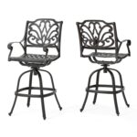 Taburetes de Bar Christopher Knight Home Alfresco 301285 Aluminio Fundido Bronce Giratorio Juego de 2 Piezas