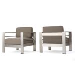 Sillas de Club Christopher Knight Home Cape Coral 300617 de Aluminio para Exteriores con Cojines Resistentes al Agua Col