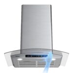 Campana extractora de montaje en pared de 30 pulgadas con control de toque suave en acero inoxidable y vidrio templado,
