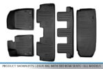 Juego de Alfombrillas MAXLINER A0222 B0222 C0222 E0357 3 Filas y Forro de Carga Negro para Lexus RXL 2018-2022 con Asien