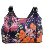 Bolsa Hobo Anuschka 652-MLM Cuero Genuino Pintada a Mano Triple Compartimento Boho Paisley