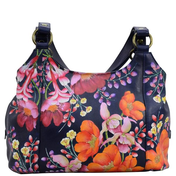 Bolsa Hobo Anuschka 652-MLM Cuero Genuino Pintada a Mano Triple Compartimento Boho Paisley