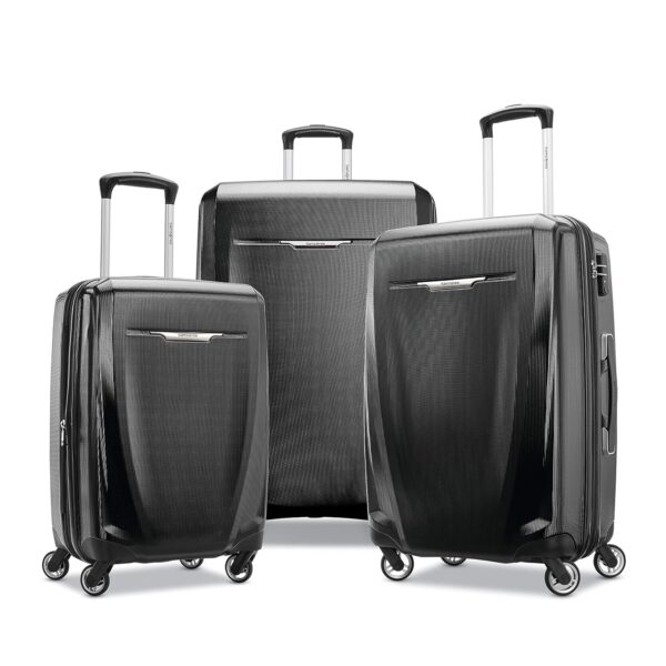 Set de Maletas Samsonite Winfield 3 DLX Spinner 3 Piezas Negro Policarbonato con Ruedas Giratorias