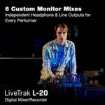 Zoom LiveTrak L-20 Mezclador/Grabadora Multipista para músicos, 20 entradas/22 canales, 6 salidas de auriculares/monitor