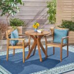 Juego de Bistró Christopher Knight Home Addison 305029 3 Piezas Madera de Acacia Acabado Teca