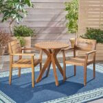 Juego de Bistró Christopher Knight Home Addison 305029 3 Piezas Madera de Acacia Acabado Teca