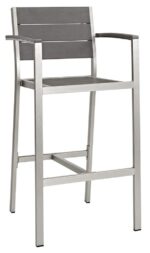 Taburete de Bar Modway Shore EEI-3155-SLV-GRY-SET Aluminio Gris Plateado Juego de 2