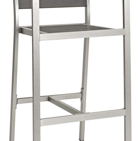 Taburete de Bar Modway Shore EEI-3155-SLV-GRY-SET Aluminio Gris Plateado Juego de 2