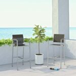 Taburete de Bar Modway Shore EEI-3155-SLV-GRY-SET Aluminio Gris Plateado Juego de 2
