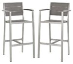 Taburete de Bar Modway Shore EEI-3155-SLV-GRY-SET Aluminio Gris Plateado Juego de 2