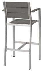Taburete de Bar Modway Shore EEI-3155-SLV-GRY-SET Aluminio Gris Plateado Juego de 2