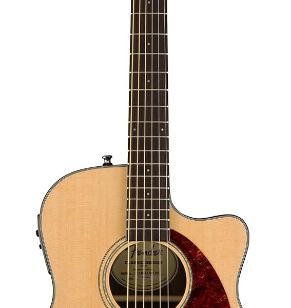 Fender CC-140SCE Concert Cutaway Guitarra Acústica, Natural, con Estuche