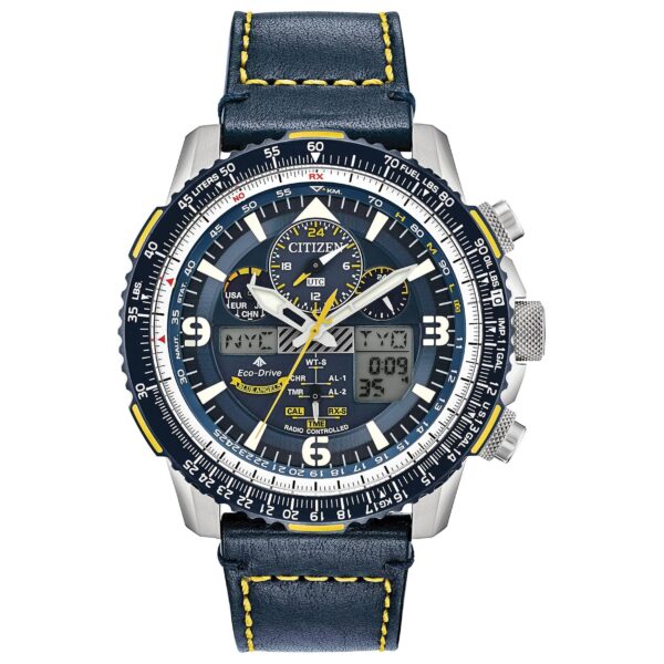 Reloj Citizen Eco-Drive Promaster Air Skyhawk JY8078-01L Hombre Acero Inoxidable Correa de Cuero Azul Esfera Azul 45 mil