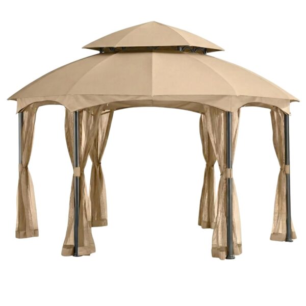 Toldo de Repuesto y Juego de Malla Garden Winds LCM1396BCN-RS RipLock 350 para Glorieta Hexagonal Heritage 12 x 12 Pies