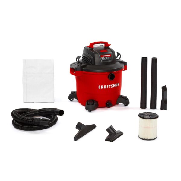 CRAFTSMAN CMXEVBE17595 - Aspiradora húmeda y seca de 16 galones, 6.5 CV pico, aspiradora de taller resistente con filtro