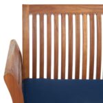 Juego de Patio Safavieh Carson PAT7005D 4 Piezas Madera de Acacia Natural Cojines Azul Marino