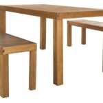 Juego de Comedor Safavieh Dario PAT7029A 3 Piezas Madera de Eucalipto Acabado Teca Mesa 59 Pulgadas con 2 Bancos sin Res
