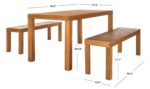 Juego de Comedor Safavieh Dario PAT7029A 3 Piezas Madera de Eucalipto Acabado Teca Mesa 59 Pulgadas con 2 Bancos sin Res