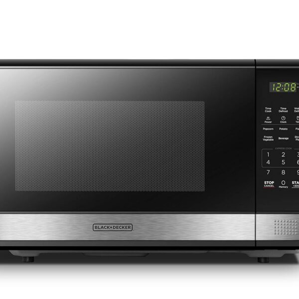BLACK+DECKER EM031MB11 Horno de microondas digital con plato giratorio, puerta con botón pulsador, cerradura de segurida