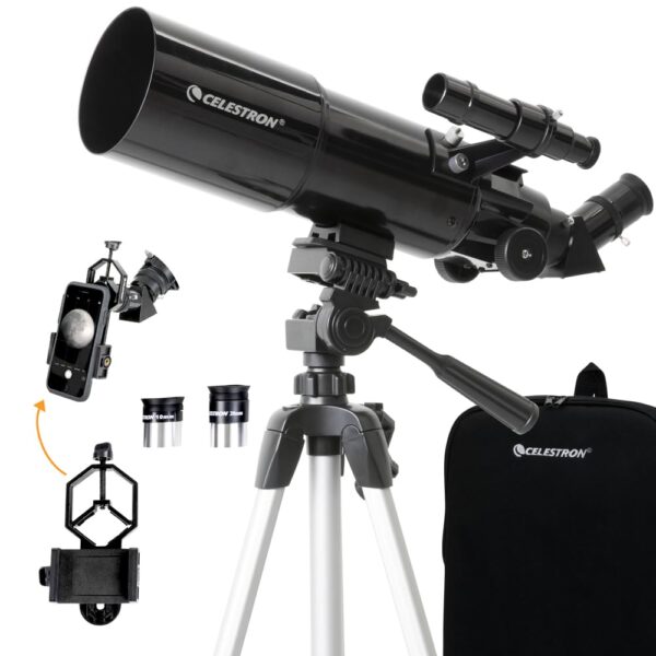 Celestron Telescopio refractor portátil Travel Scope 80 – Apertura de 3.150 in, óptica de vidrio totalmente recubierta –