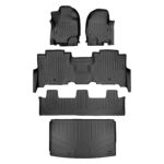 Juego de Tapetes MaxLiner 3 Filas y Forro de Carga Negro para Ford Expedition Max 2018-2021 con Asiento de Banco 2da Fil