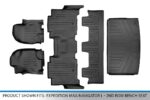 Juego de Tapetes MaxLiner 3 Filas y Forro de Carga Negro para Ford Expedition Max 2018-2021 con Asiento de Banco 2da Fil
