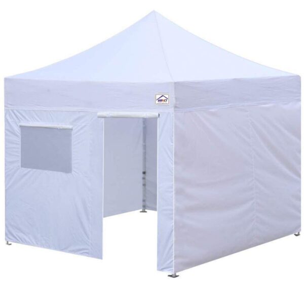 Toldo Impact Canopy 40120001 10x10 Pies con 4 Paredes Laterales Bolsas de Peso y Bolsa con Ruedas Color Blanco