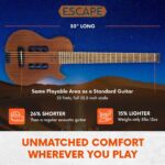 Traveler Guitar Escape Mark III - Guitarra acústica de caoba | Acústica portátil con amplificador de auriculares integra
