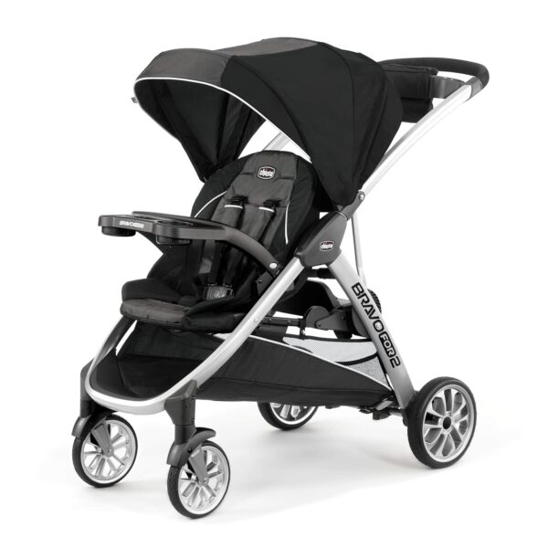 Carriola Doble Chicco BravoFor2 de Pie o Sentado Modelo 00079135720070 Color Iron Negro Gris
