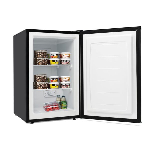 COSTWAY Congelador vertical compacto de una sola puerta, tamaño mini con puerta de acero inoxidable, capacidad de 3.0 pi