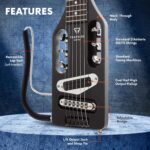 Traveler Guitar Guitarra eléctrica ultraligera color negro mate zurdo portátil eléctrico con reposarazo extraíble, escal