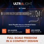 Traveler Guitar Guitarra eléctrica ultraligera color negro mate zurdo portátil eléctrico con reposarazo extraíble, escal