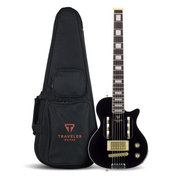 Guitarra Traveler Guitar Eléctrica de 6 Cuerdas EG-1 Custom (Negro Brillante), Derecha, (EG1C BKG)