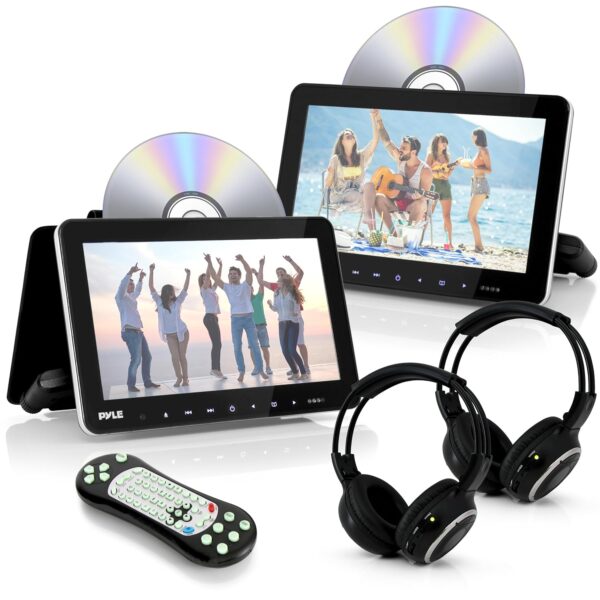 Monitores para Reposacabezas Pyle PLHRDVD108KT 10.5 Pulgadas con Reproductor de DVD Transmisor IR y FM y Auriculares Ina