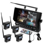 Cámara de Respaldo Inalámbrica Pyle PLCMTR83QIR Monitor LCD de 7 Pulgadas Vista Cuádruple 4 Cámaras Grabación DVR Visión