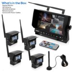 Cámara de Respaldo Inalámbrica Pyle PLCMTR83QIR Monitor LCD de 7 Pulgadas Vista Cuádruple 4 Cámaras Grabación DVR Visión