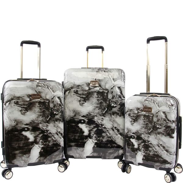 Juego de Maletas Giratorias BeBe Luggage Teresa BE-PC-15400-3 Mármol Negro 3 Piezas Policarbonato