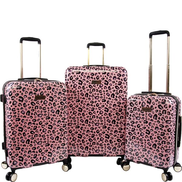 Juego de Equipaje Giratorio Rígido 3 Piezas Juicy Couture Jane Pink Leopard Policarbonato 34 Litros 19x12x30 Pulgadas